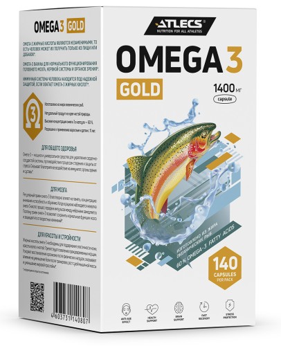 Atlecs Omega-3 Gold 60%, 140 капс. фото 3