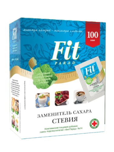 Fit Parad Низкокалорийный заменитель сахара №14 (эритрит со стевией), 100 шт