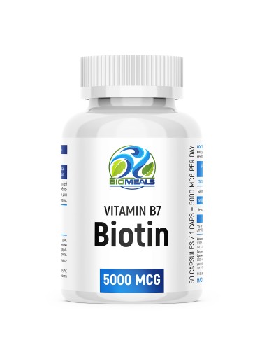 Biomeals Biotin, 5000 mcg, 60 tab, распродажа