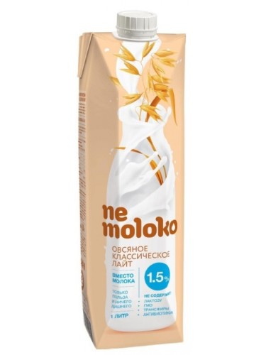 Овсяный безлактозный напиток NEMOLOKO, 1 л, лайт 1,5%