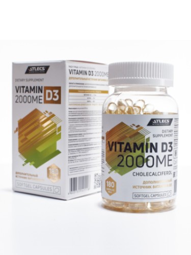 Atlecs Vitamin D3 2000IU Д3 180 капсул