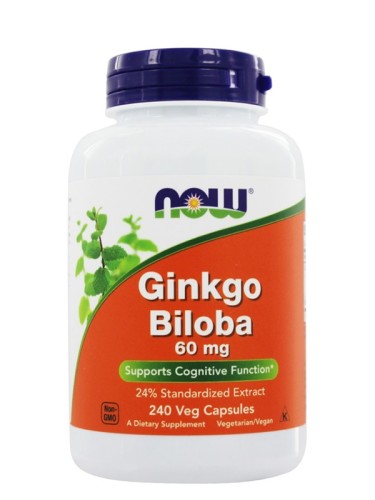 NOW Ginkgo Biloba 60 mg, 240 вег. капсул