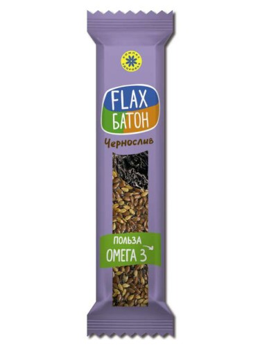 Батончик льняной с фруктами Flax, 30 гр Вкус: Чернослив (срок годности до 14.11.18)